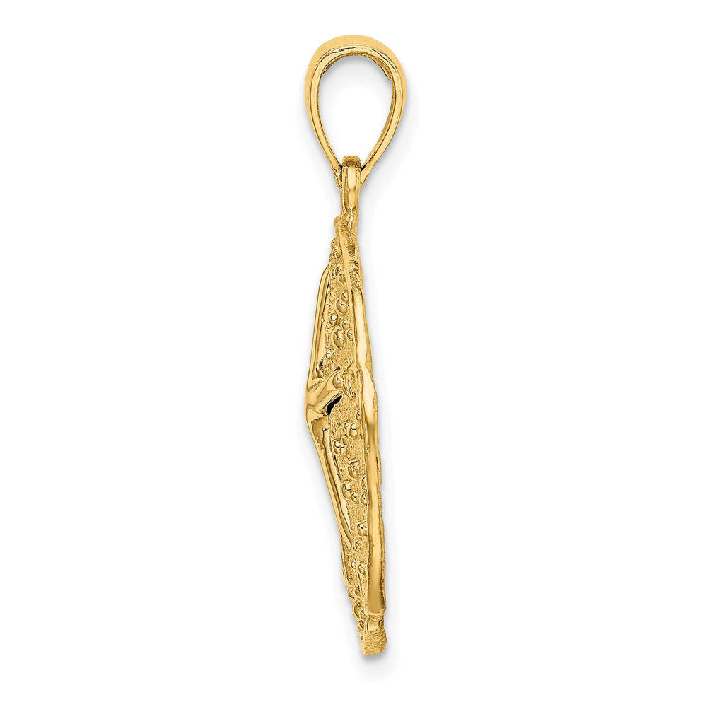 10K Yellow Gold Cut-out Large Sand Dollar with Starfish Charm