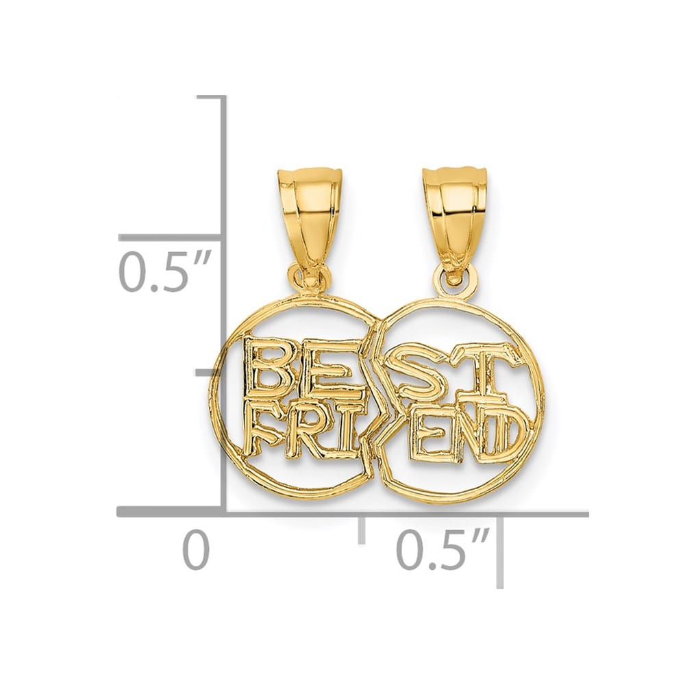 10K Yellow Gold Cut-Out Medium Best Friend 2-Piece Break-Apart Pendant