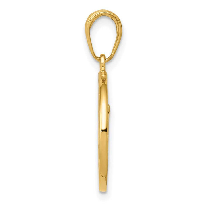 10K Yellow Gold Cut-out Medium Round Frame Yoga Om Symbol Pendant