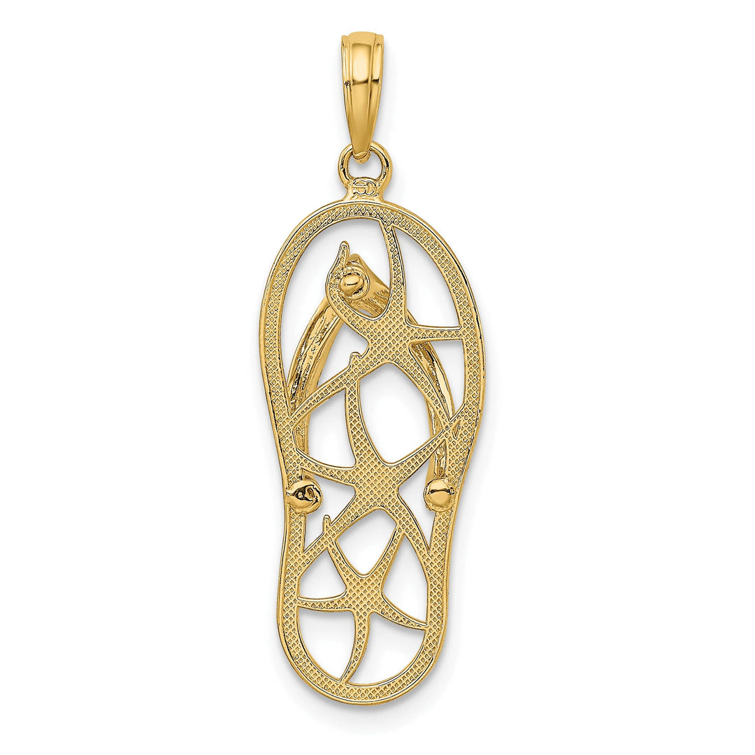10K Yellow Gold Cut-out Multi Starfish Flip-Flop Charm