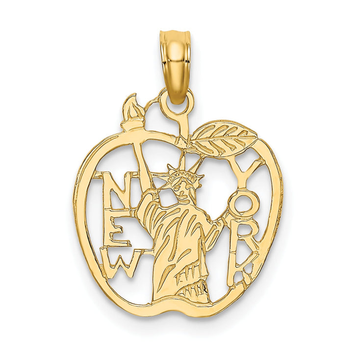 10K Yellow Gold Cut-out New York with Statue of Liberty in Apple Charm