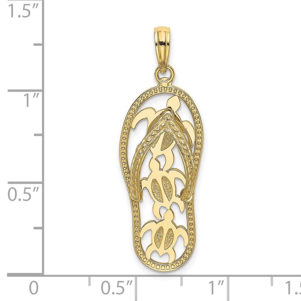 10K Yellow Gold Cut-out Triple Turtle Flip-Flop Charm