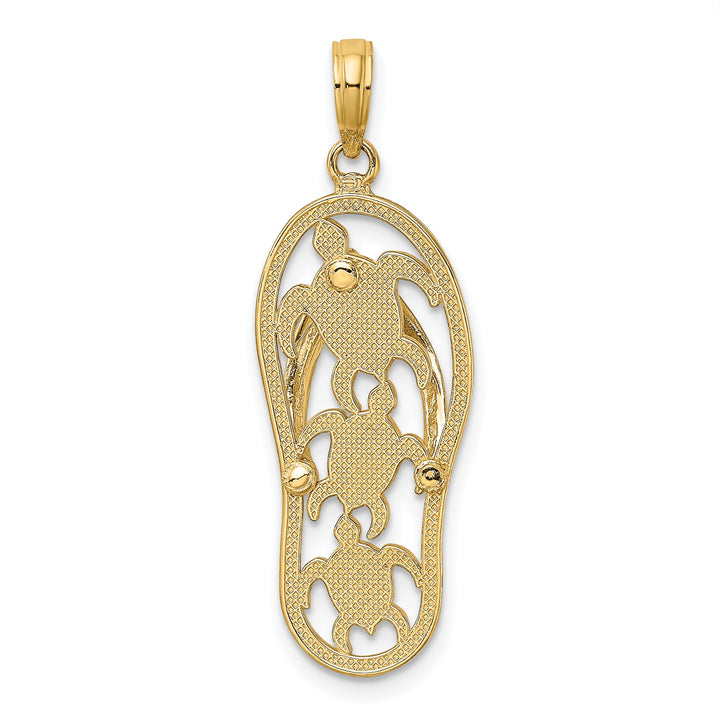 10K Yellow Gold Cut-out Triple Turtle Flip-Flop Charm