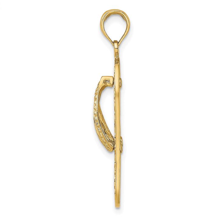 10K Yellow Gold Cut-out Triple Turtle Flip-Flop Charm