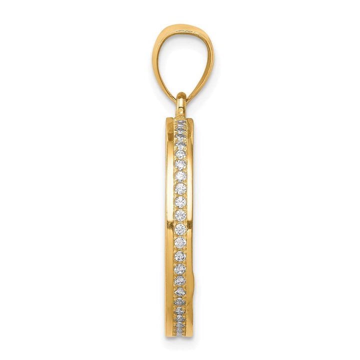 10K Yellow Gold CZ Channel Edge Pave Jesus Face Medal