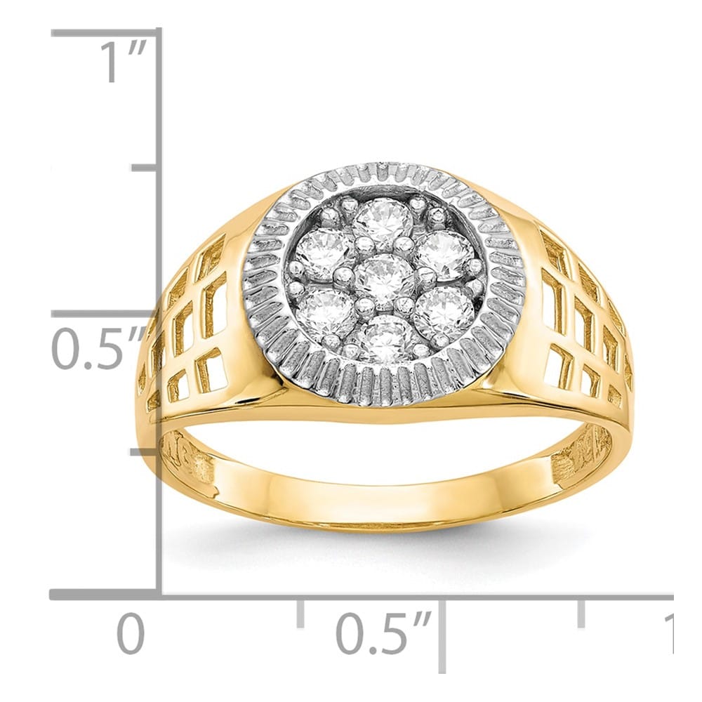 10k Yellow Gold CZ Cluster Men's Ring