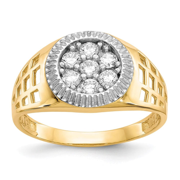 10k Yellow Gold CZ Cluster Men's Ring