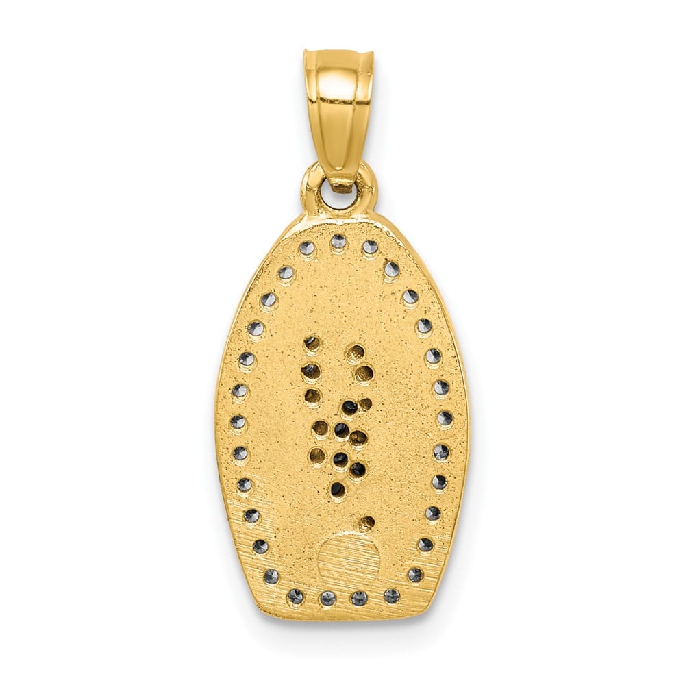 10K Yellow Gold CZ Pave Oval Our Lady of Guadalupe Pendant