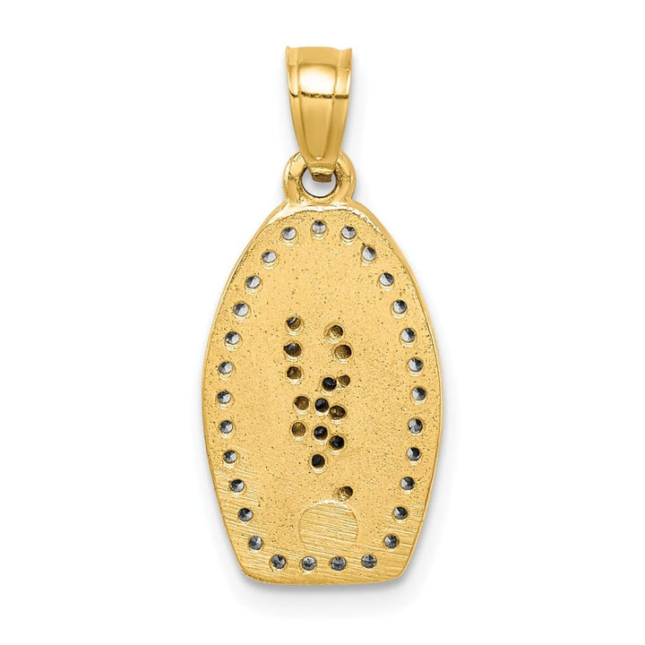 10K Yellow Gold CZ Pave Oval Our Lady of Guadalupe Pendant