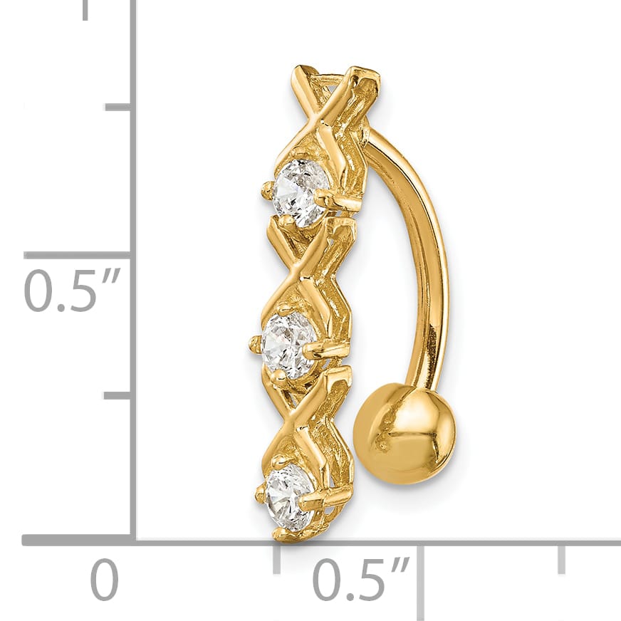 10k Yellow Gold CZ Xoxo Belly Dangle