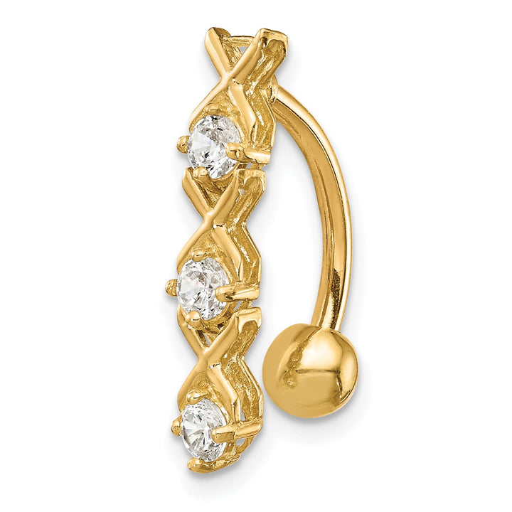 10k Yellow Gold CZ Xoxo Belly Dangle