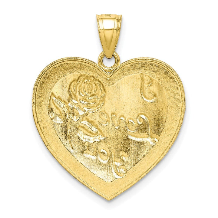 10K Yellow Gold D.C. Extra Large I Love You Heart with Rose Charm