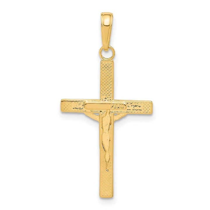 10K Yellow Gold D.C. Large Fancy Tipped Latin Crucifix Pendant