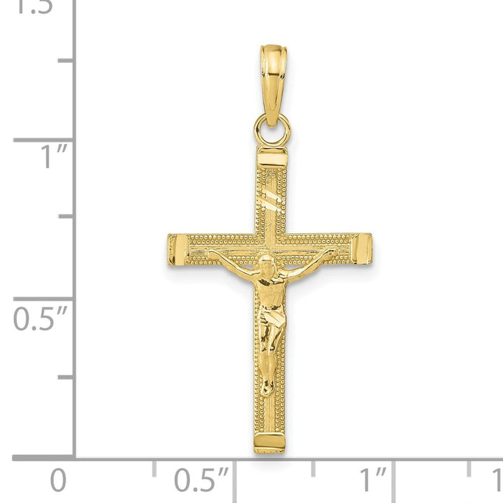 10K Yellow Gold D.C. Large Fancy Tipped Latin Crucifix Pendant
