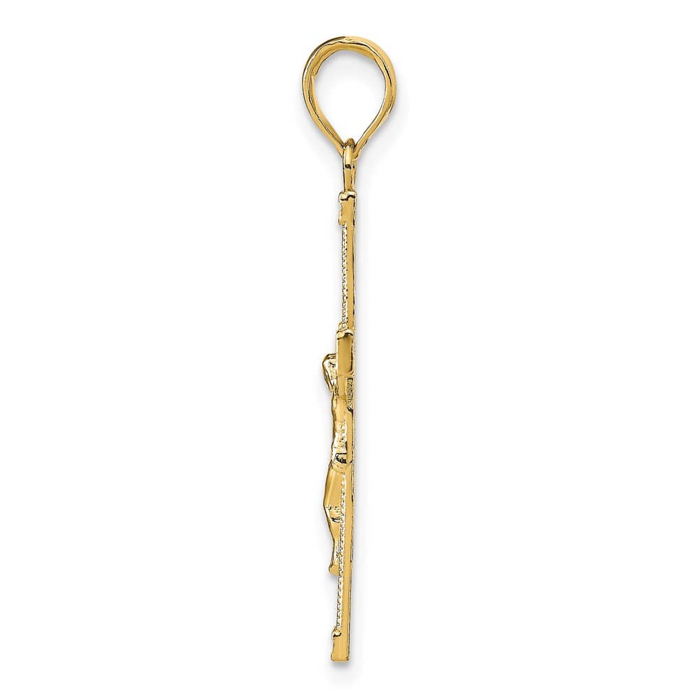 10K Yellow Gold D.C. Large Fancy Tipped Latin Crucifix Pendant