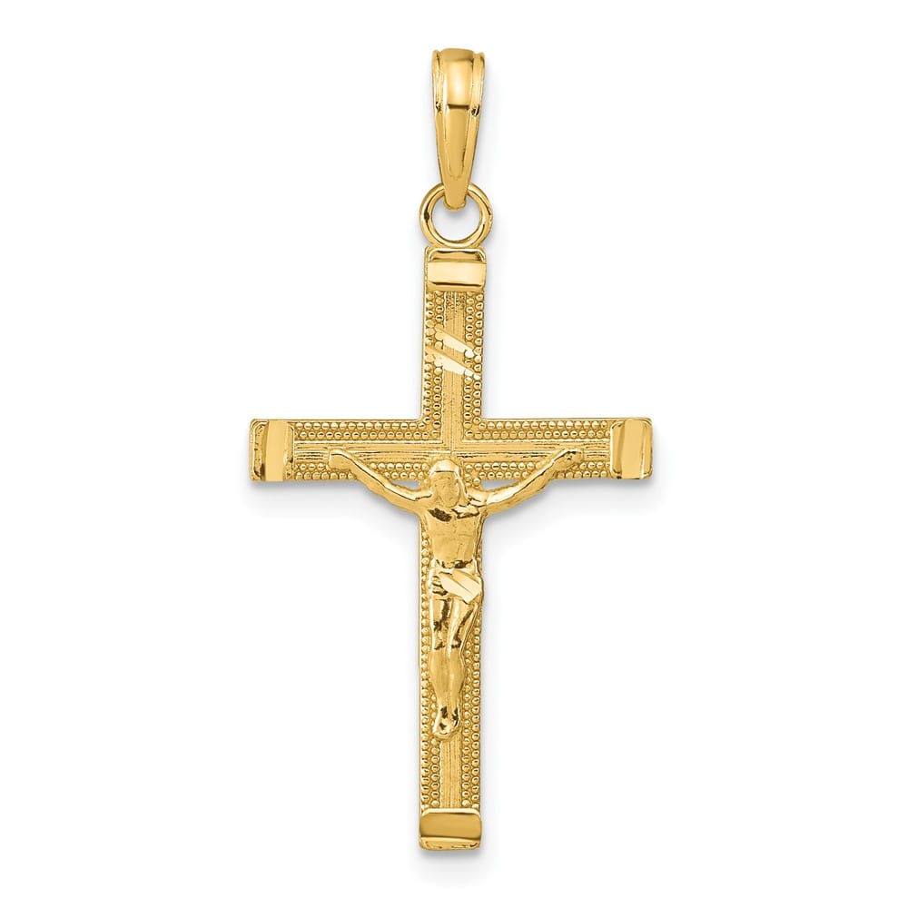 10K Yellow Gold D.C. Large Fancy Tipped Latin Crucifix Pendant
