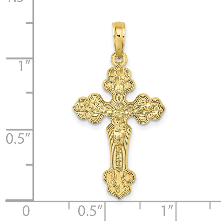 10K Yellow Gold D.C. Large Fleur de Lis Crucifix with Fancy Tips Charm