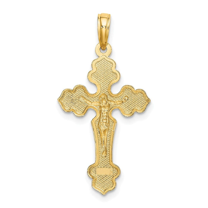 10K Yellow Gold D.C. Large Fleur de Lis Crucifix with Fancy Tips Charm