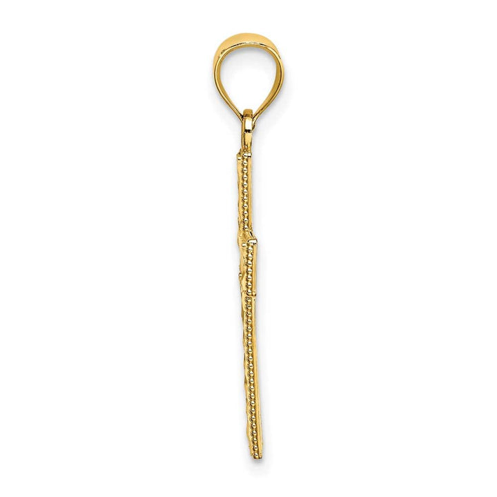 10K Yellow Gold D.C. Medium Edge Filigree Center Latin Cross Charm