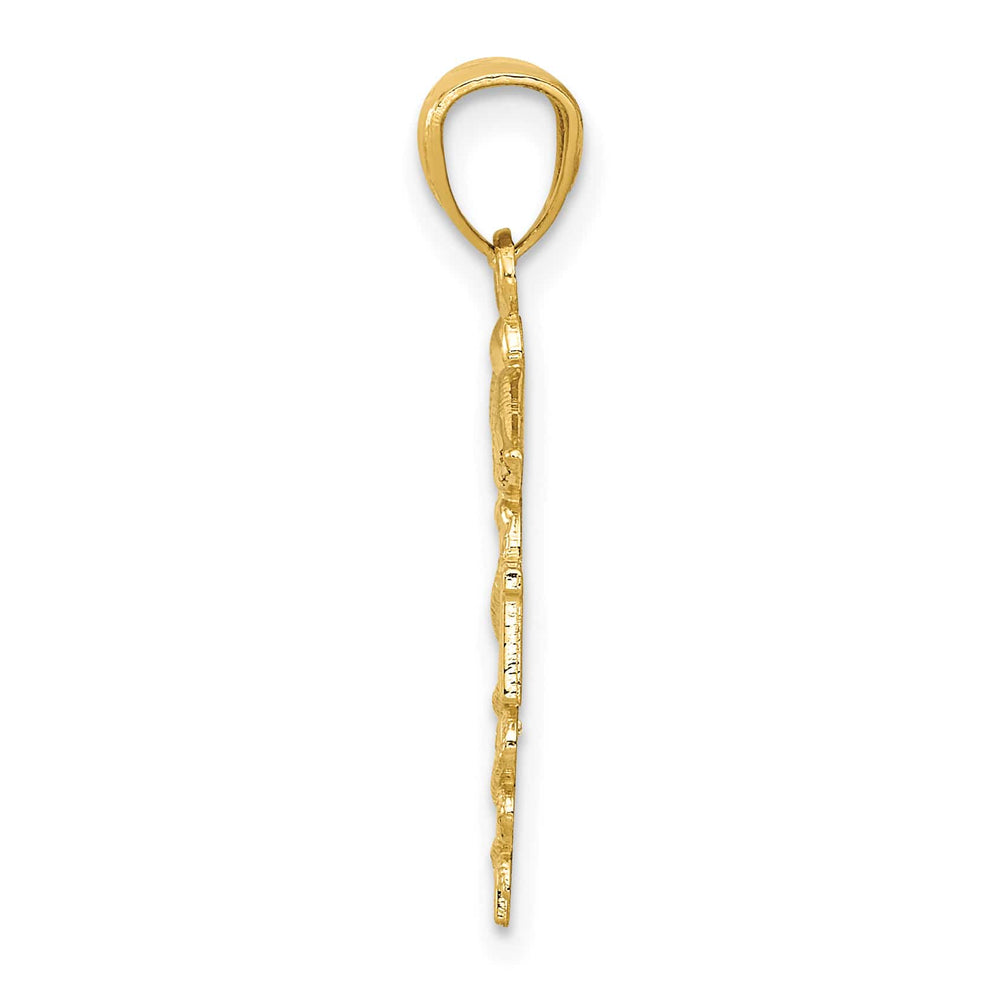 10K Yellow Gold D.C. Polished RN Nurse Caduceus Pendant