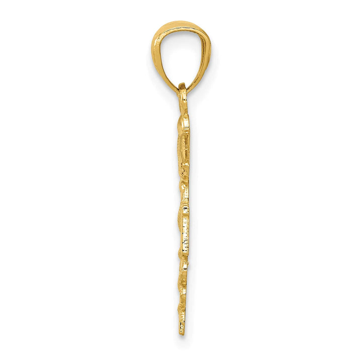 10K Yellow Gold D.C. Polished RN Nurse Caduceus Pendant