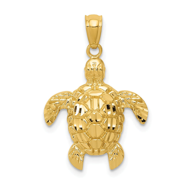 10K Yellow Gold D.C. Polished Sea Turtle Pendant