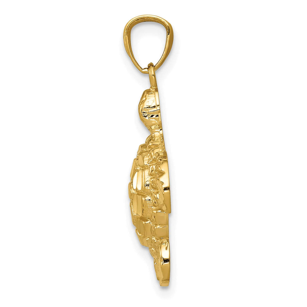 10K Yellow Gold D.C. Polished Sea Turtle Pendant