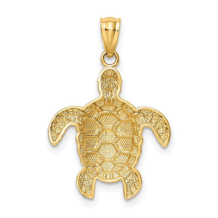 10K Yellow Gold D.C. Polished Sea Turtle Pendant