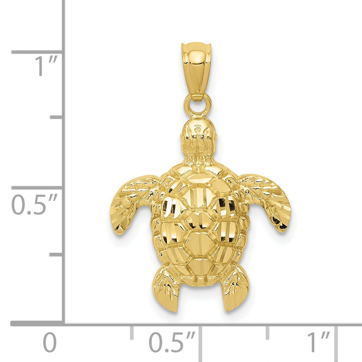 10K Yellow Gold D.C. Polished Sea Turtle Pendant