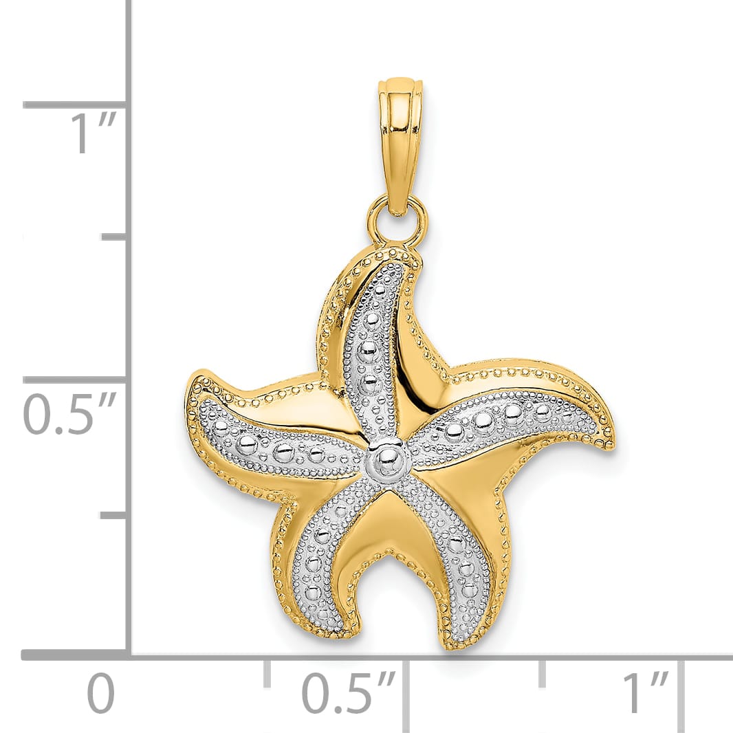 10K Yellow Gold D.C. Polished Starfish Charm