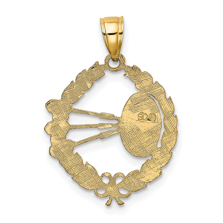 10K Yellow Gold Dart Board and Darts in Wreath Charm