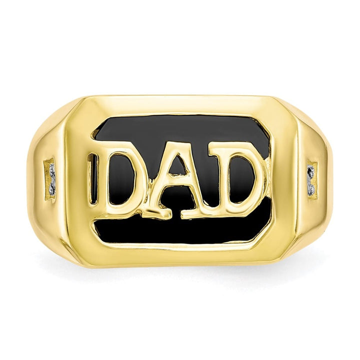 10k Yellow Gold Diamond and Black Onyx Dad Men's Ring