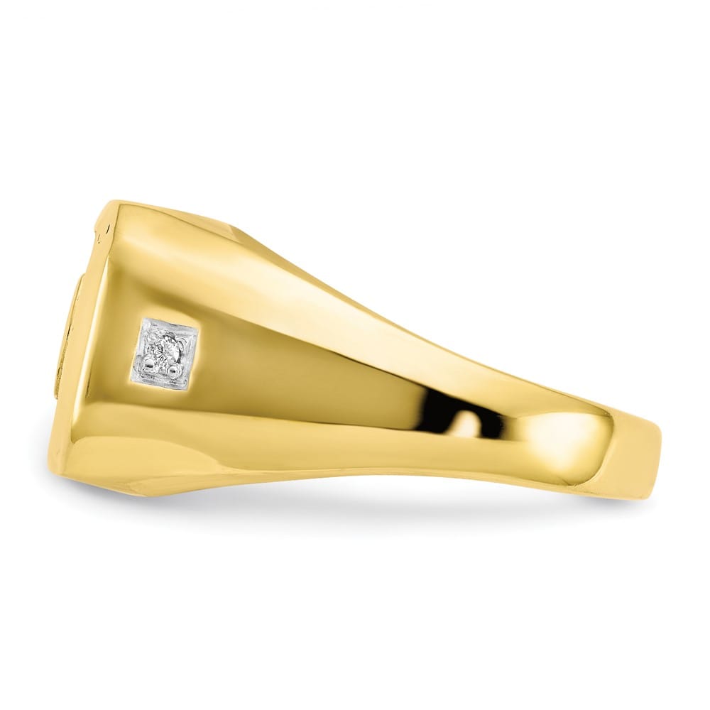 10k Yellow Gold Diamond and Black Onyx Dad Men's Ring