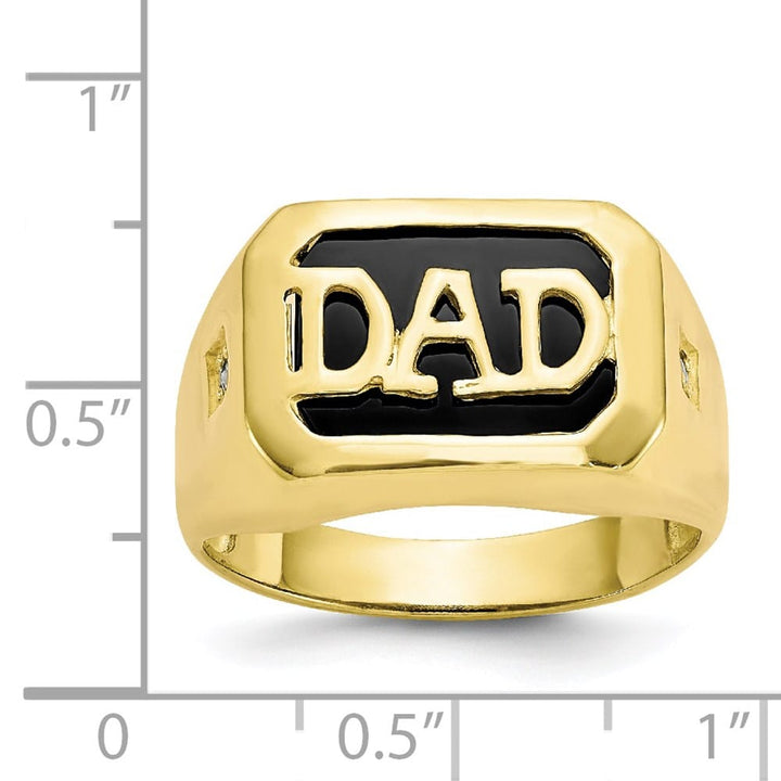 10k Yellow Gold Diamond and Black Onyx Dad Men's Ring