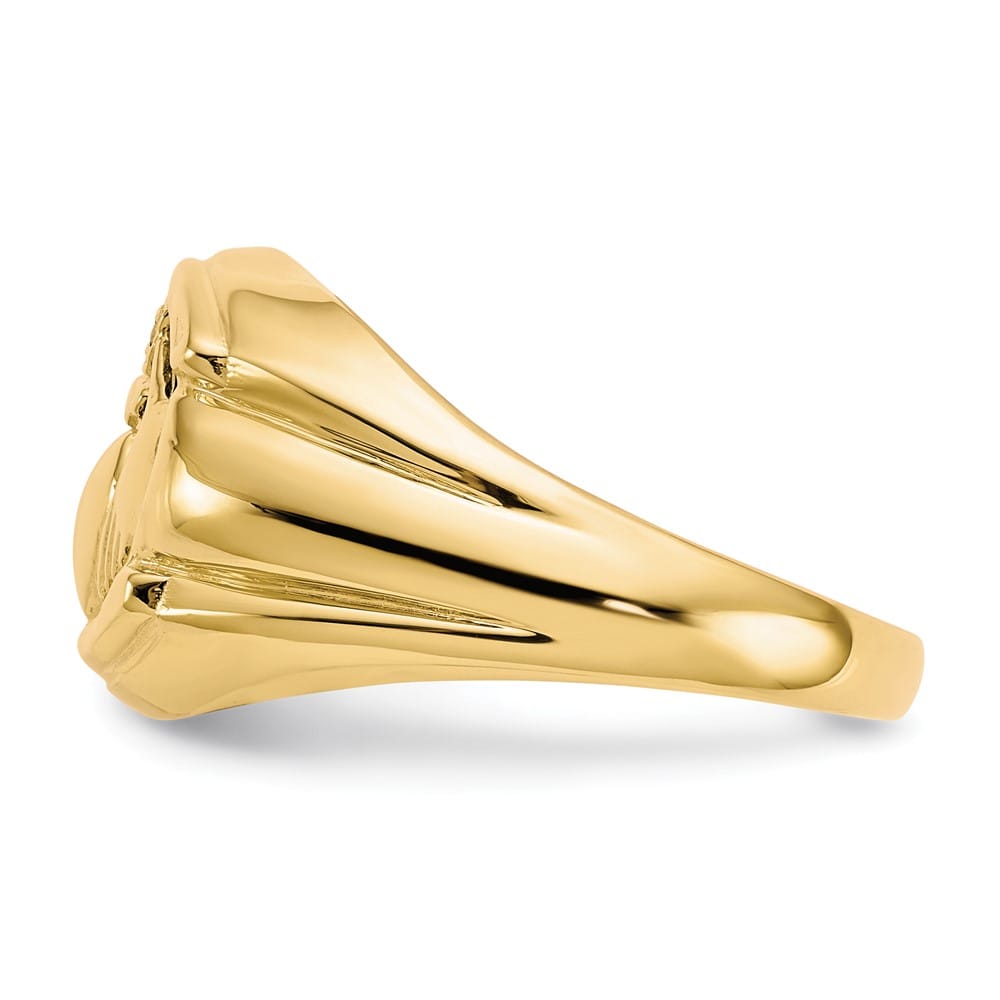 10k Yellow Gold Diamond and Black Onyx Men's Claddagh Ring