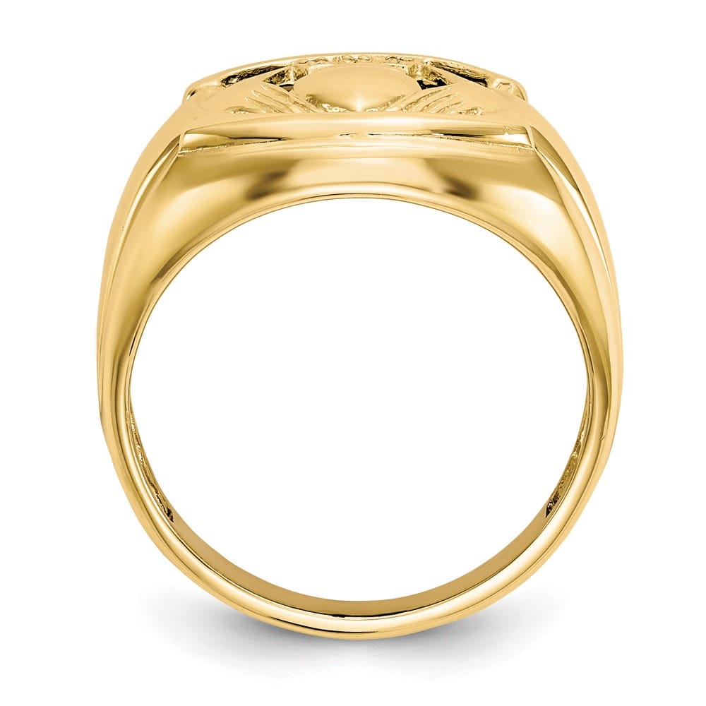 10k Yellow Gold Diamond and Black Onyx Men's Claddagh Ring