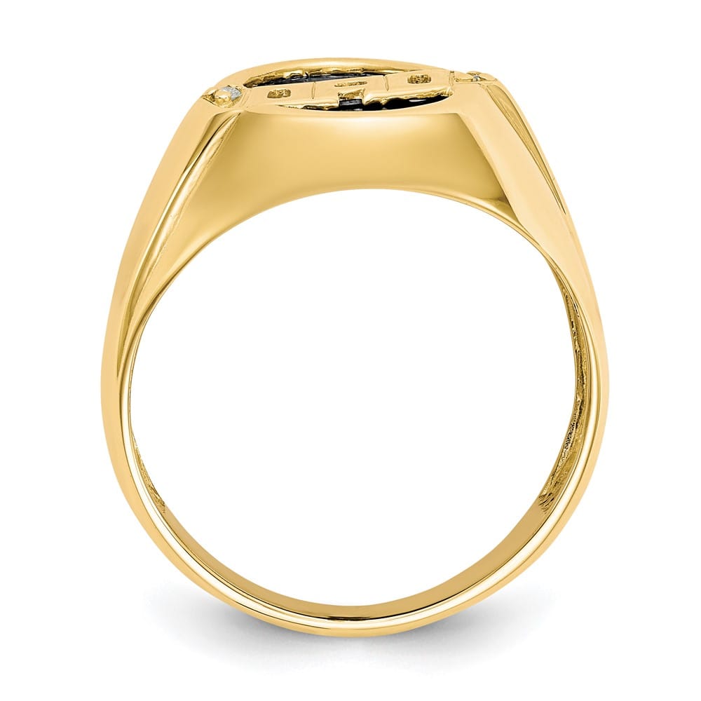 10k Yellow Gold Diamond and Oval Black Onyx Dad Men's Ring
