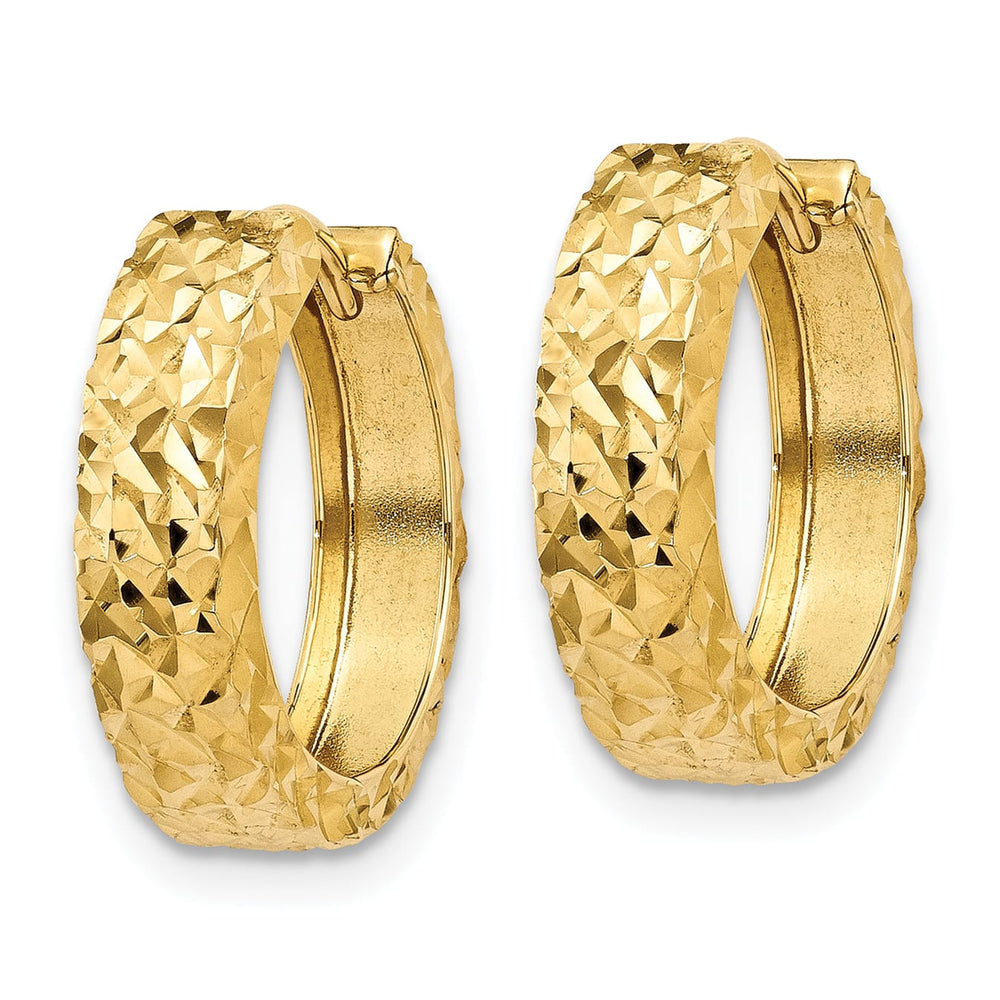 10k Yellow Gold Diamond-cut Hinged Hoop Earrings