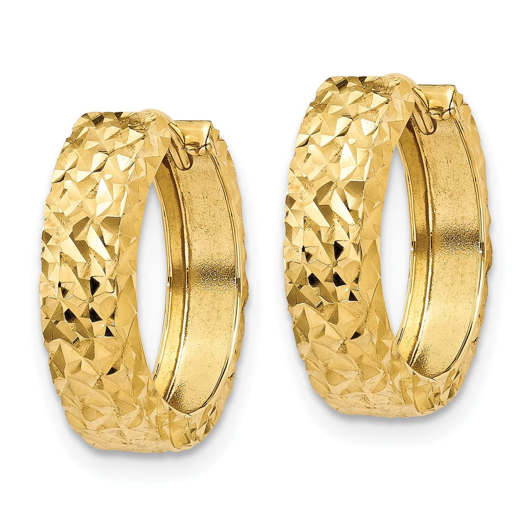 10k Yellow Gold Diamond-cut Hinged Hoop Earrings