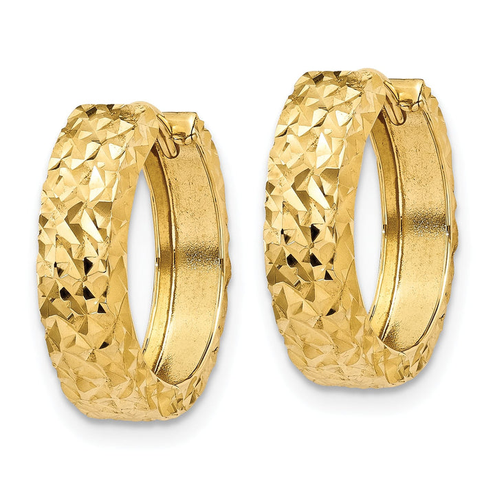 10k Yellow Gold Diamond-cut Hinged Hoop Earrings