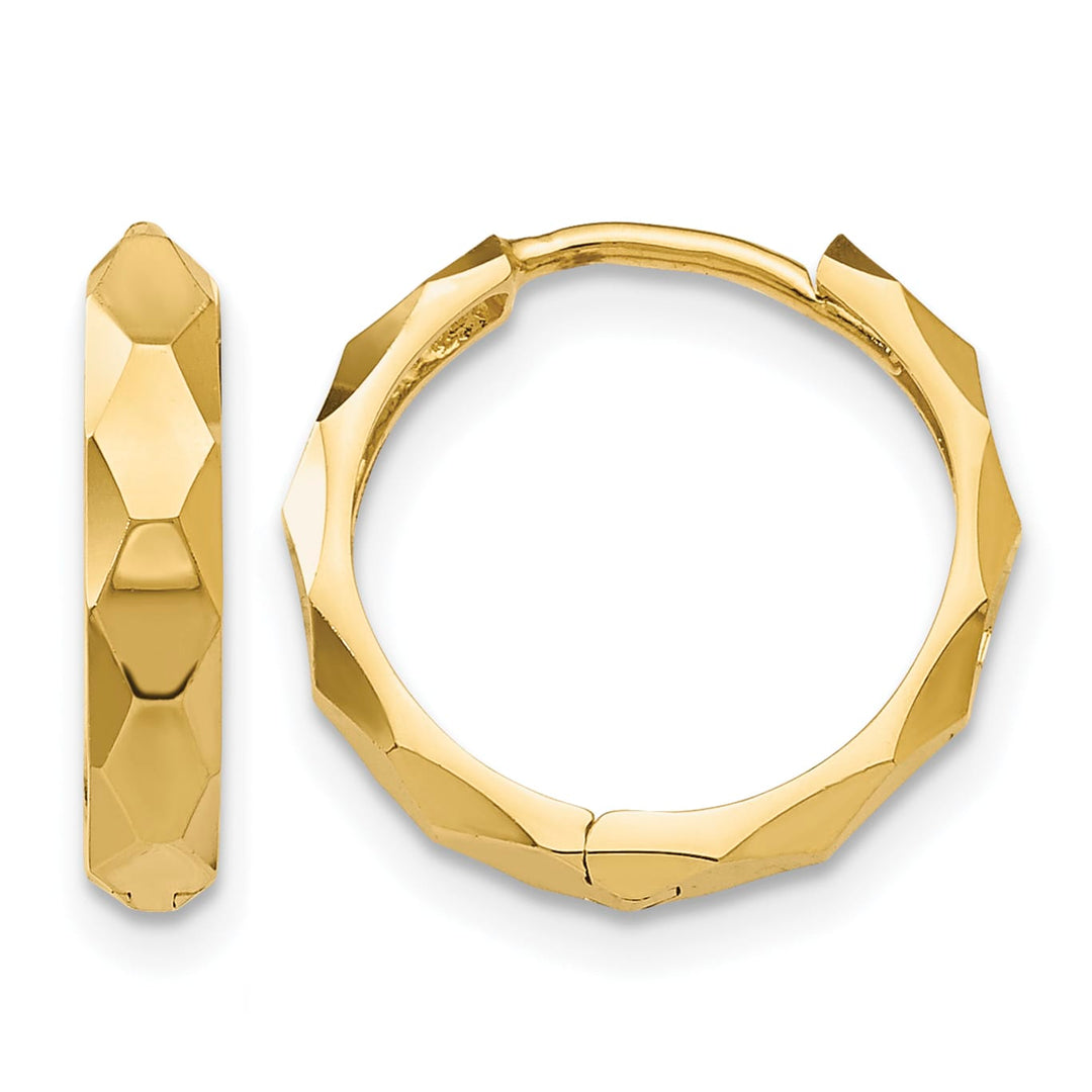 10k Yellow Gold Diamond-cut Hoop Earrings
