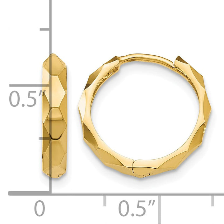 10k Yellow Gold Diamond-cut Hoop Earrings