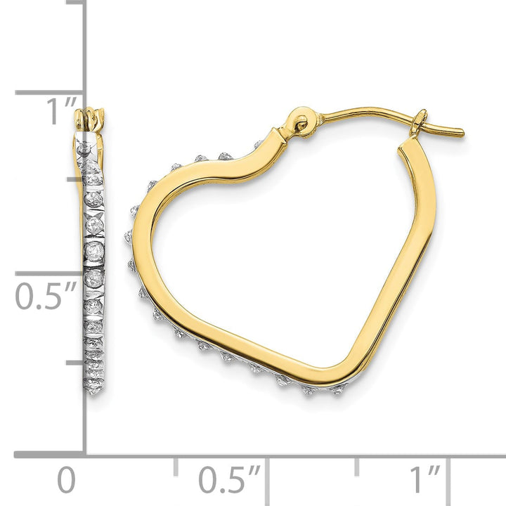 10k Yellow Gold Diamond Fascination Heart Hoop Earrings