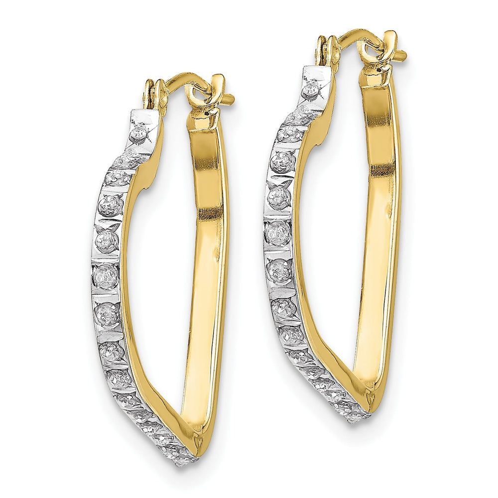 10k Yellow Gold Diamond Fascination Heart Hoop Earrings