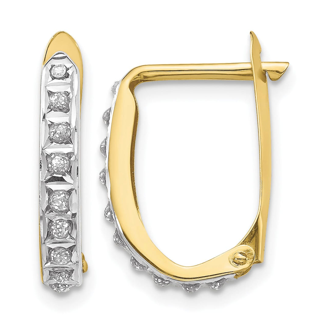 10k Yellow Gold Diamond Fascination Hinged Hoop Earrings