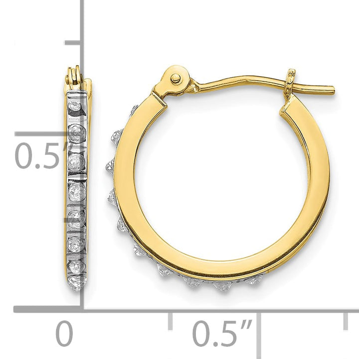 10k Yellow Gold Diamond Fascination Hoop Earrings