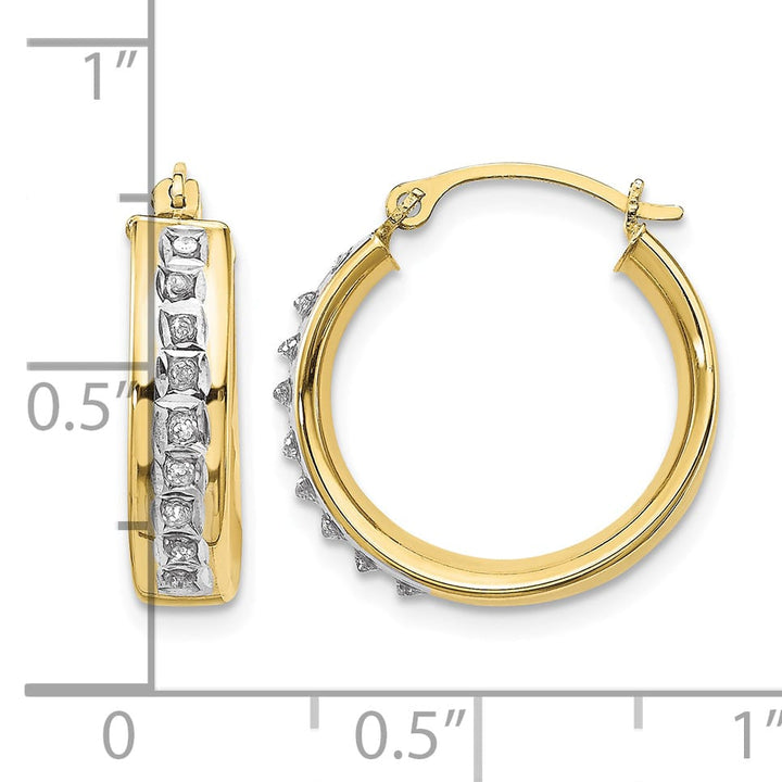 10k Yellow Gold Diamond Fascination Round Hoop Earrings