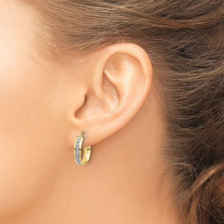 10k Yellow Gold Diamond Fascination Round Hoop Earrings