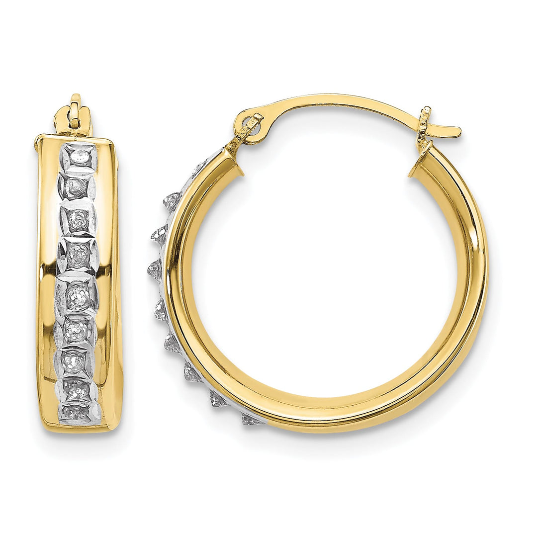 10k Yellow Gold Diamond Fascination Round Hoop Earrings