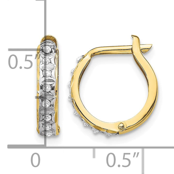 10k Yellow Gold Diamond Fascination Small Round Hinged Hoop Earrings